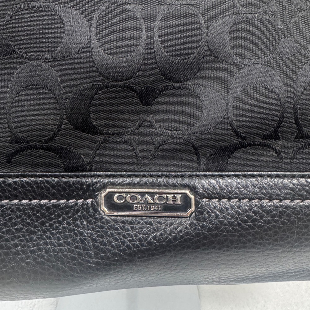 Coach Park Signature Carrie Tote Shoulder Bag Black Leather Trim F23297 - Picture 3 of 10